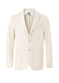 Kırık Beyaz Renk Keten Karışımlı Blazer Ceket
