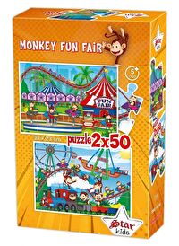 Star Puzzle 2x50 Parça Çocuk Puzzle - Maymun Lunaparkı