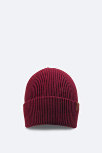 Erkek Bordo Fitilli Örgü Basic Yün Bere B009200