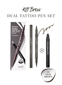 Yarı Kalıcı Kaş ve Makyaj Düzeltici Kalem Seti CLIO Kill Brow Dual Tattoo Pen Set (03 Gray Brown)