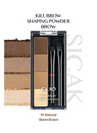 Sıcak Alt Tonlu Kaş Farı Paleti CLIO Kill Brow Shaping Powder Brow (01 Natural Warm Brown)