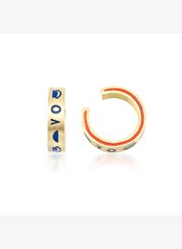 Horus Mineli 925 Ayar Gümüş Üzeri 14 Ayar Altın Kaplama Unisex Halka Kıkırdak Küpe
