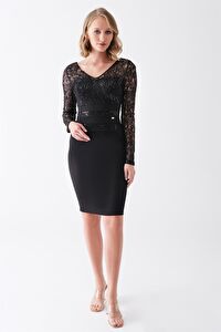 Payet Dantelli Mini Elbise
