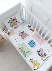 Bebek Boy Lastikli Çarşaf Seti - Cartoon Serisi - Mickey ve Arkadaşları Patchwork