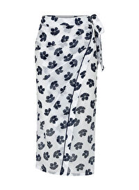 Ayarlanabilir Bel Navy Flower Pareo