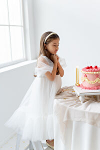Beyaz Flower Girl Maxi Elbise