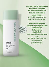 Vegrow Cica Mide Waterfull Sun Cream Vegan Bitkisel Yatıştırıcı Güneş Koruyucu 50 ml
