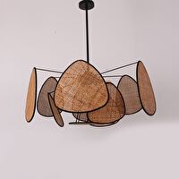 Bulut Doğal Koyu Renk Hazeran Avize 75 x 35 cm 9+1 Yaprak ve 3+1 Duylu