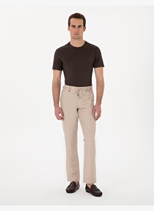 Açık Kahverengi Slim Fit Keten Karışımlı Pantolon Açık Kahverengi Slim Fit Keten Karışımlı Pantolon