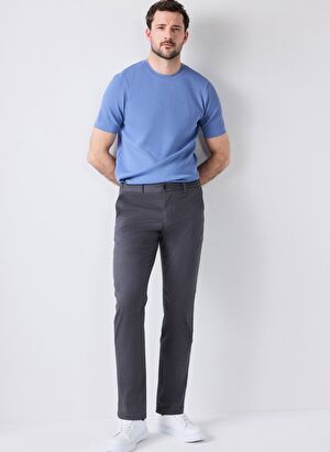 Ds Damat Slim Fit Antrasit Armürlü Yan Beli Lastikli Esnek Likralı Yandan Cepli Chino Pantolon