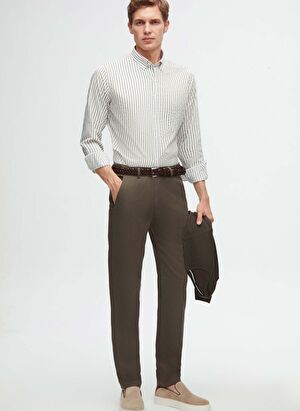 Ds Damat Slim Fit Haki Armürlü Yan Beli Lastikli Esnek Likralı Yandan Cepli Chino Pantolon Ds Damat Slim Fit Haki Armürlü Yan Beli Lastikli Esnek Likralı Yandan Cepli Chino Pantolon