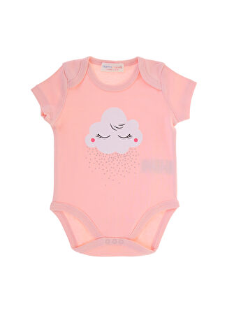 Pembe Kız Bebek Bisiklet Yaka Basic Fit Baskılı Body 20G-03