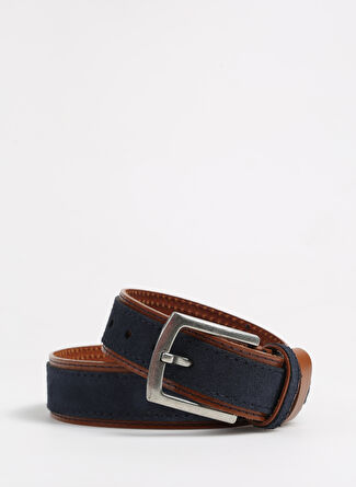 Cotton Bar Mavi-Kahverengi Erkek Kemer 4 CM DERİ