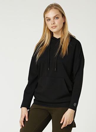 Aeropostale Y-Brush Kapüşonlu Uzun Kollu Regular Fit Siyah Kadın Sweatshirt