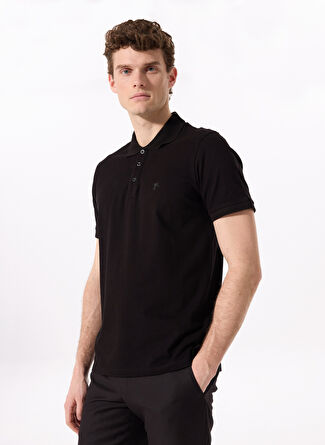 Fabrika Siyah Pamuk Karışımlı Polo T-Shirt LEGOLAS Y