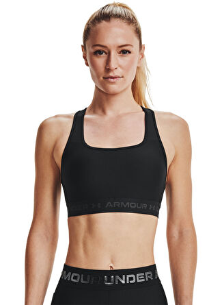 Under Armour 1361034-UA Crossback Mid Bra Siyah - Gri Kadın Compression Sporcu Sütyeni