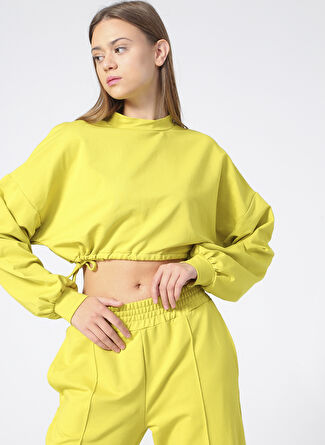 Limon Yeşil Kadın Dik Yaka Sweatshirt VENEZYA