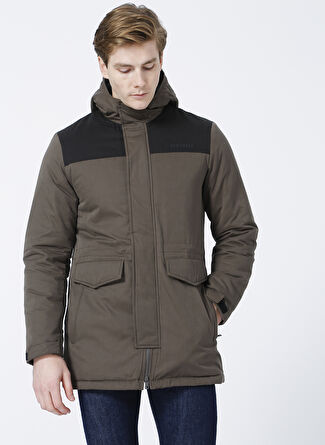 Мужская куртка Skechers S212025-801 M Hooded Parka Normal Kalip Düz Haki