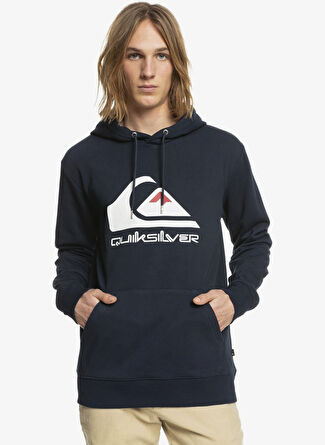 Quiksilver Lacivert Erkek Kapüşon Yaka Baskılı Sweatshirt BIG LOGO HOOD