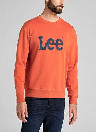 Lee L80XTJBH Crew Neck  Bisiklet Yaka  Regular Fit Baskılı Turuncu Erkek Sweatshirt