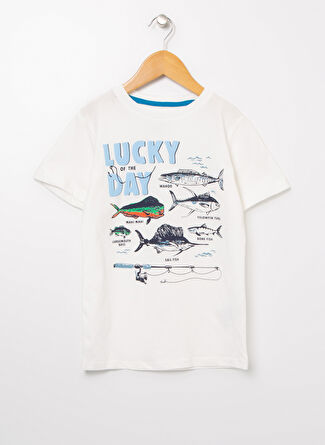 Limon Baskılı Ekru Erkek Çocuk T-Shirt LUCKY BOY