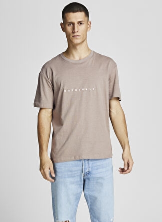 Jack & Jones 12176780_Jorcopenhagen Tee Bisiklet Yaka  Relaxed Baskılı Kahve Erkek T-Shirt