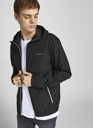 Jack & Jones 12203438_Jorjungle Jacket Düz Yaka Normal Kalıp Siyah Erkek Mont