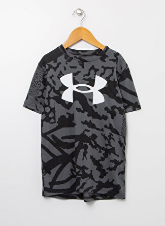 Under Armour 1370290-001 Uabballbıglogoprıntedss Siyah Bisiklet Yaka Bol Kesim Erkek Çocuk T-Shirt