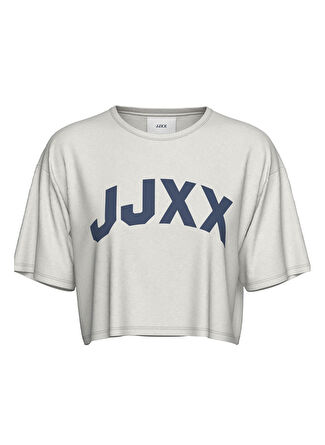 JJXX Jxbrook Ss Relaxed Tee By YuvarlakYaka Rahat Kalıp Baskılı Kırık Beyaz Kadın T-Shirt