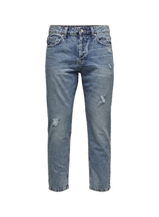 Only & Sons Mavi Erkek Rahat Kalıp Taşlamalı Denim Pantolon 22022839_ONSAVI BEAM TAP CROP BLUE