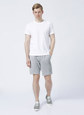 Only & Sons  Yüksek Bel Rahat Kalıp  Gri Melanj Erkek Sweat Şort  -  22024762_Onsboyner Printed