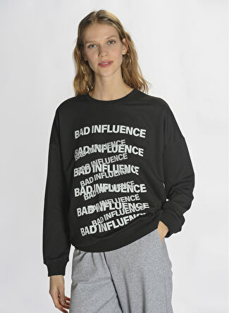 People By Fabrika PFKSS22SW0012 Siyah Kadın Sweatshirt