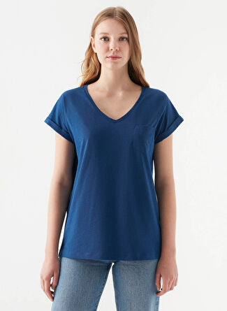 Mavi M1600961-30808  Yuvarlak Yaka  Normal Kalıp  Koyu Mavi Kadın T-Shirt