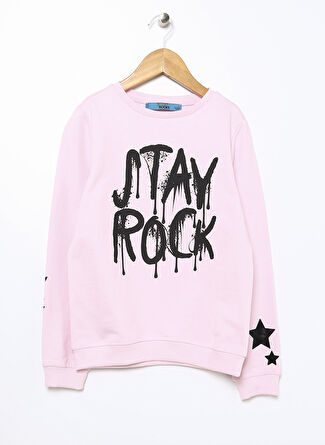 Funky Rocks Pembe Kız Çocuk Bisiklet Yaka Uzun Kollu Baskılı Sweatshirt PRG-15