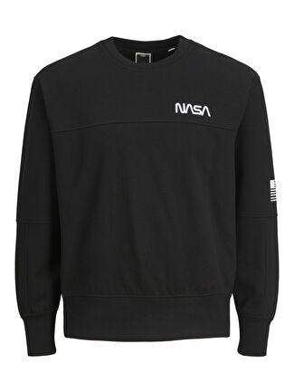Jack & Jones Bisiklet Yaka Siyah Erkek Sweatshırt 12216339_JCONASA SWEAT CREW NECK