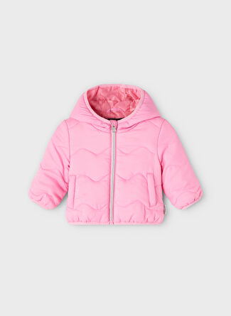 Name İt Pembe Kız Bebek Fermuarlı Uzun Kollu Uzun Düz Mont NBFMAGGY JACKET  PB