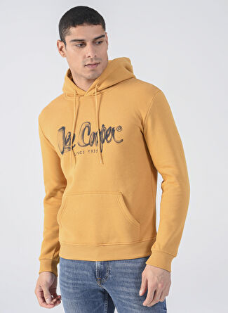 Lee Cooper Kapüşonlu Regular Fit Baskılı Hardal Erkek Şardonlu Sweatshirt 231 LCM 241014 GREGORY