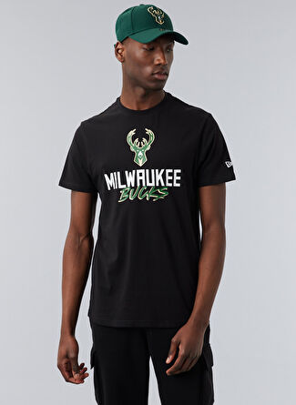 Мужская футболка New Era Desenli 60284685NBA SCRIPT TEE MILBUC BLKO