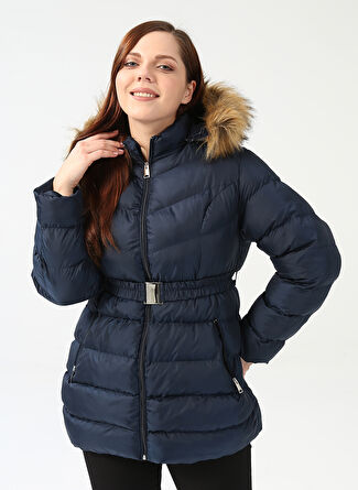 Selen Lacivert Kadın Kürklü Mont 22KSL6022 Boyner