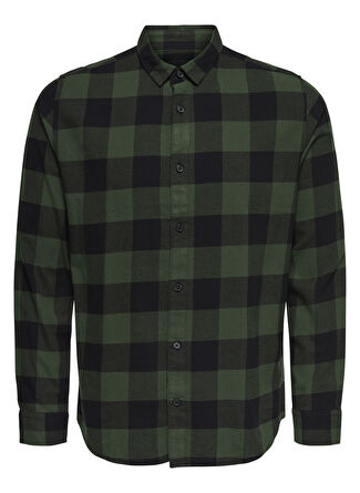 Only & Sons Normal Kareli Yeşil Erkek Gömlek ONSGUDMUND LS CHECKED SHIRT NOOS