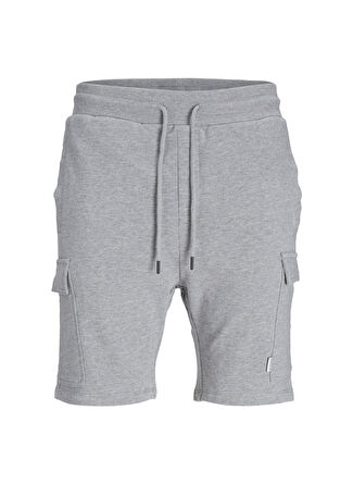 Jack & Jones Açık Gri Erkek Dar Paça Slim Fit Sweat Şort JPSTSHARK SWEAT CARGO SHORTS