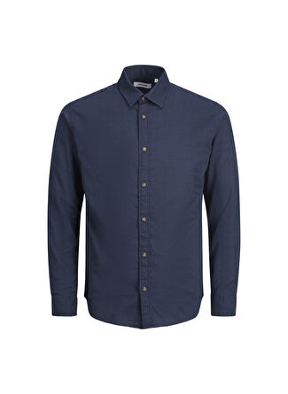 Jack & Jones Normal Lacivert Düz Erkek Gömlek 12220481_JJSLUB SHIRT LS