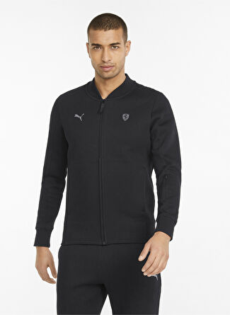 Puma Bisiklet Yaka Siyah Erkek Sweatshırt 53421001 Ferrari Style Sweat Jac