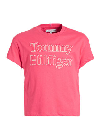 Tommy Hilfiger Baskılı Pembe Kız Çocuk T-Shirt TOMMY HILFIGER STITCH TEE S/S