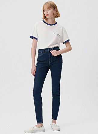 Mavi Yüksek Bel Dar Paça Super Skinny Koyu Mavi Kadın Denim Pantolon M101065-85255 A.C.A.İ.P Deep Blue M