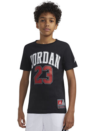 Nike Çocuk Siyah Bisiklet Yaka Baskılı T-Shirt 95A088-KR5 JDB PRACTICE FLIGHT