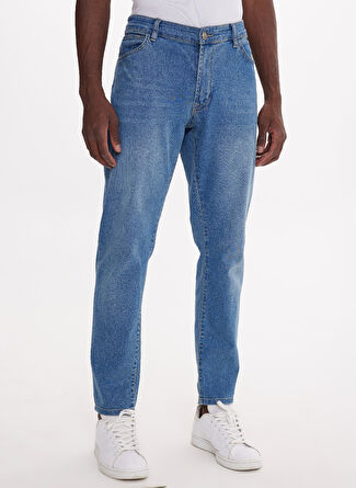 The Crow Mavi Erkek Dar Paça Slim Fit  Denim Pantolon TC5002