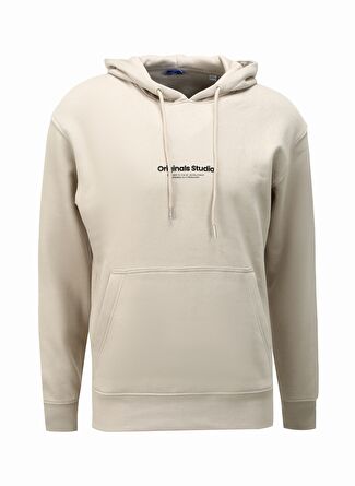 Jack & Jones Kapüşon Yaka Krem Erkek Sweatshırt 12241687_JORVESTERBRO SWEAT HOOD NO