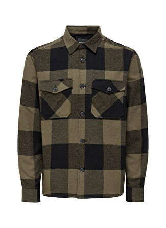 Only & Sons Rahat Kahve Kareli Erkek Gömlek ONSMILO LS CHECK OVERSHIRT NOOS