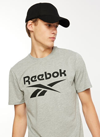 Мужская футболка Reebok 100071173 REEBOK IDENTITY STACKE Melanj Yuvarlak Yaka Standart fit